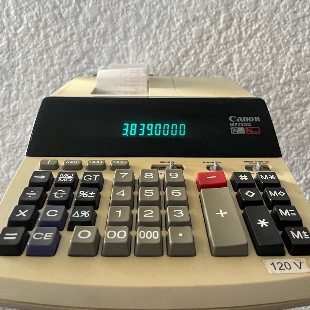 𝅺canon MP-25D III Adding Machine LARGE Display 12 Digit 2 Color Print Tested
